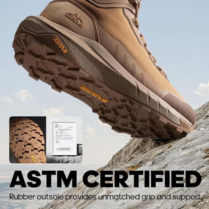 NORTIV 8 Men's Tactical Hiking Lightweight Cushion Sole for Work All Day Side Zipper Motorcycle Combat Military Boot Arch Support 8 Inches Terrascope - Image 4